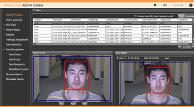 Face Detection Alarms in Alarm Center